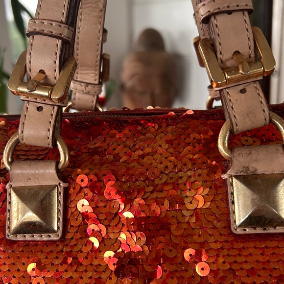 Michael Kors Grayson Sparkling orange Sequin Satchel - Picture 4 of 10